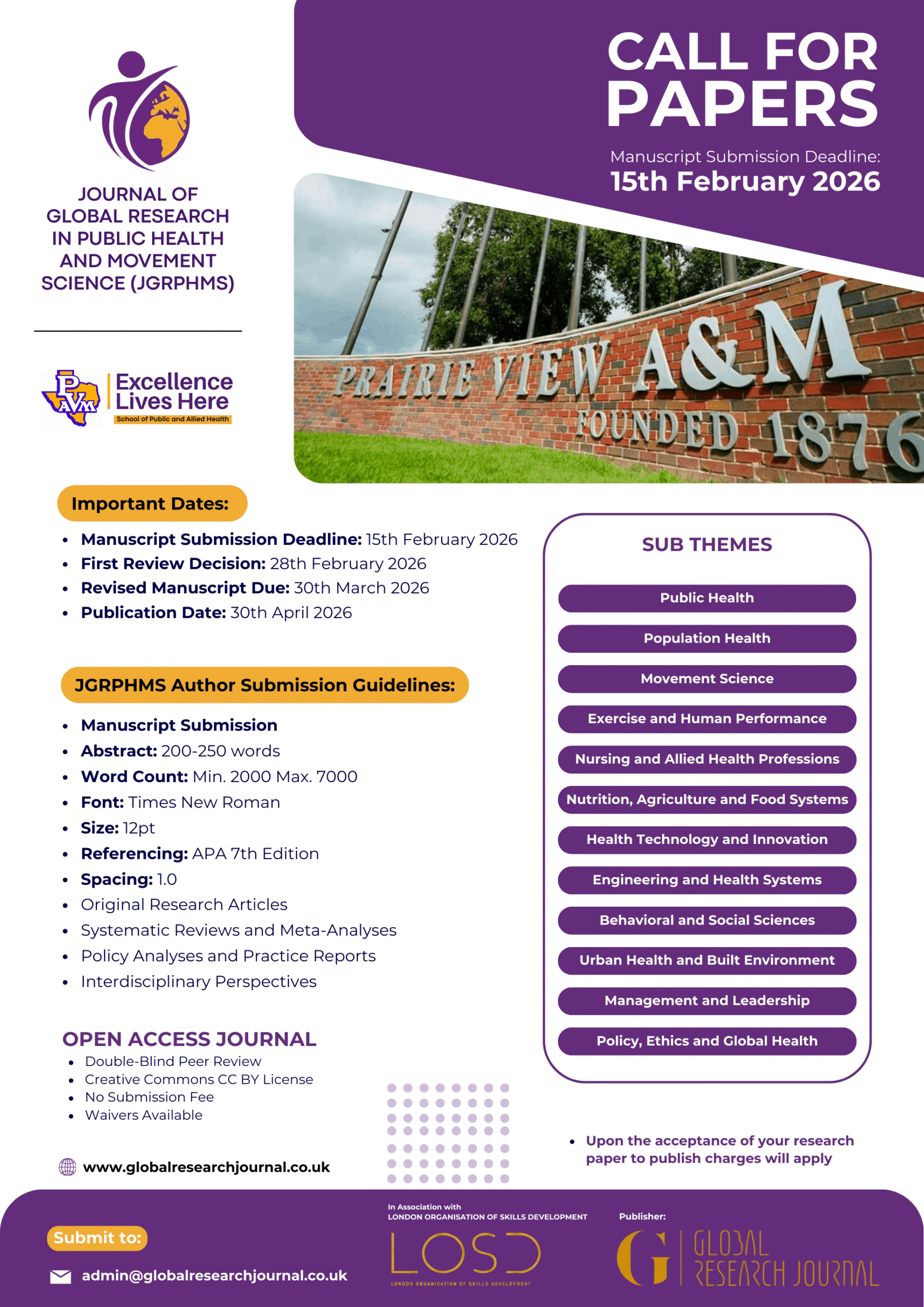 Call for papers GRJ paraview University final